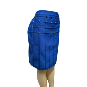 SHEIN Blue Knee-Length Embellished Pencil Skirt